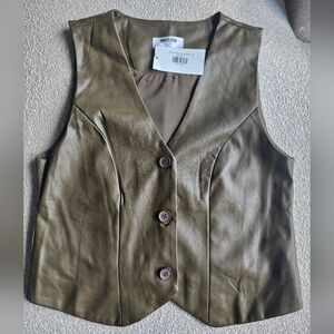 NWT Faux Leather Tailored Vest